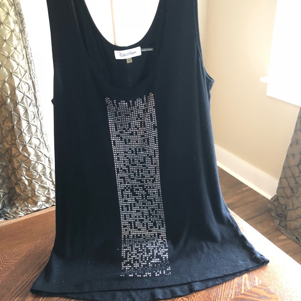 CK ribbed tank with silver detail NWOT